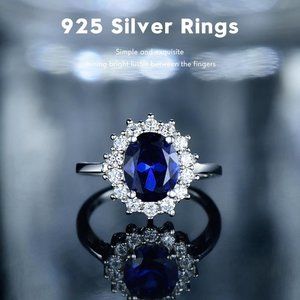 NEW S925 Sterling Silver Blue Tanzanite Gemstone Ring, Size 7